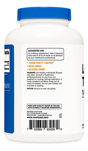 Tartrato L Carnitina Tartrate 1000mg Nutricost