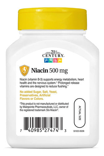 Niacina 500 mg Liberación Prolongada 21st Century
