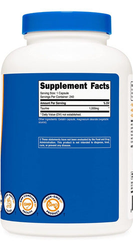 Taurina Suplemento En Capsulas 1000mg Nutricost