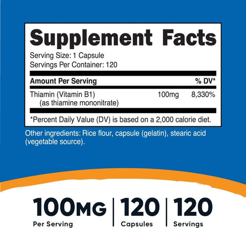 Vitamina B1 100 mg Mononitrato Nutricost