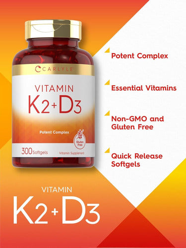 Vitamina K2 Con D3 10,000 Ui Complejo Potente Carlyle