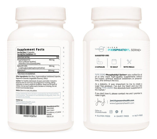 Fosfatidilserina 400 Mg Con Alpha Gpc Y Huperzina