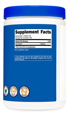 Inositol En Polvo 1000 Mg  Myo Inositol Con 454 Porciones Nutricost