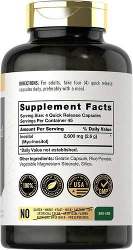 Myo Inositol 2600 mg Carlyle 180 Suplemento Inositol