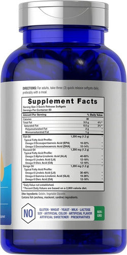 Triple Omega 3 6 Y 9 Ultra Concentrado 3600 Mg Horbaach