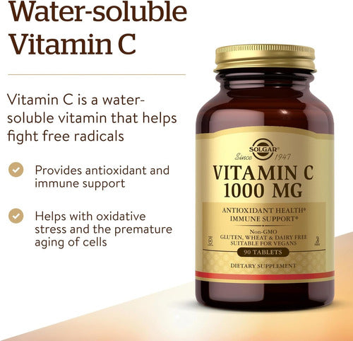 Vitamina C 1000mg Soporte Inmune Y Antioxidante Solgar