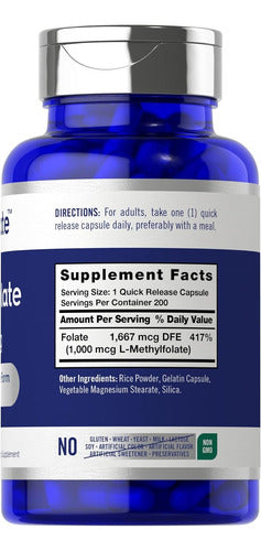 L Metilfolato 1000 mcg Acido Folico Carlyle