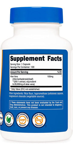 Capsulas De Aloe Vera 20,000 Mg Nutricost