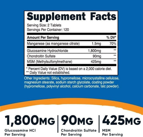 Glucosamina 1800 mg Con Condroitina 90 mg Y Msm 240 Tabletas P