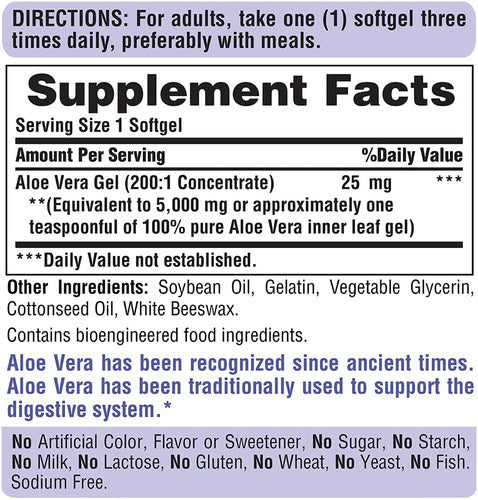 Aloe Vera Extracto Gel 25mg Puritan's Pride