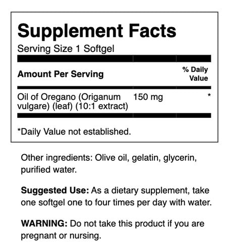 Aceite De Oregano 120 Capsulas 150 Mg Extracto 10:1  Swanson