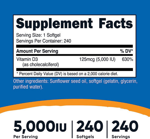 Vitamina D3 5000 ui Nutricost