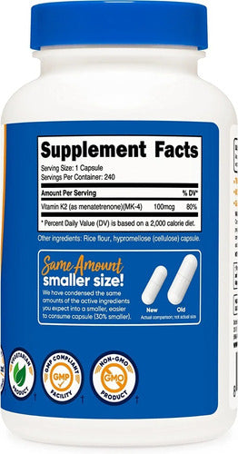 Vitamina K2 Mk-4  100 mcg Nutricost