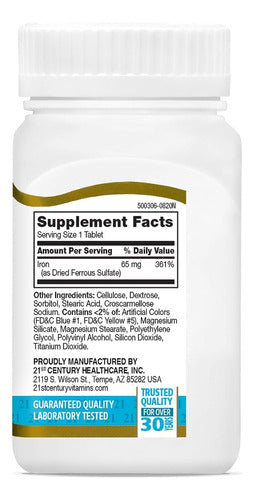 Hierro 65 mg Sulfato De Hierro 325 mg 21st Century