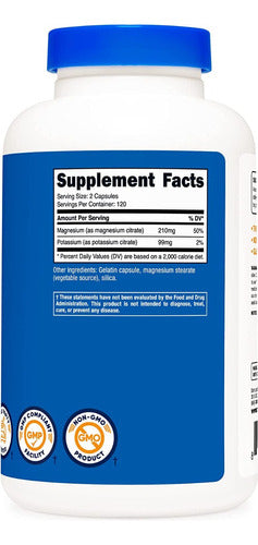 Citrato De Magnesio Con Citrato De Potasio Duo Nutricost