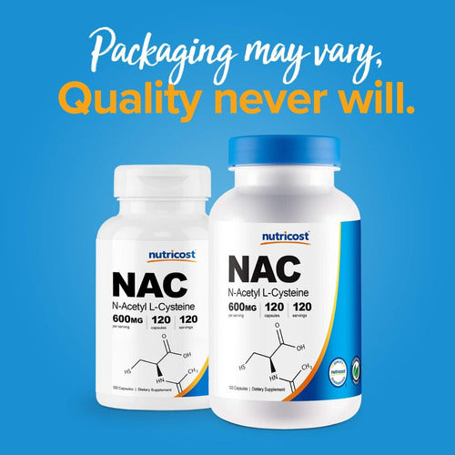 Suplemento Nac 600 mg N-acetilcisteína Nutricost