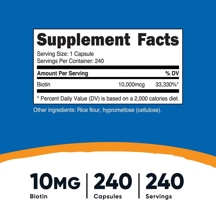 Biotina Vitamina B7 10,000 mcg Nutricost