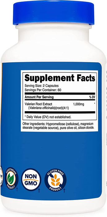 Raíz de valeriana 1000 mg Nutricost