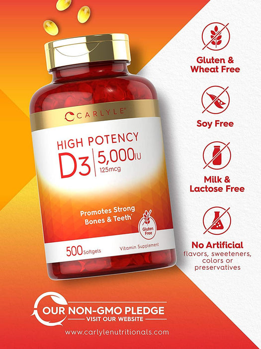 Vitamina D3 5000 UI Cápsulas de Gel Carlyle