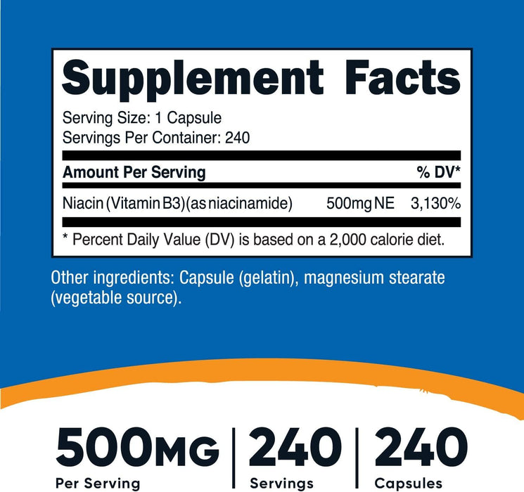 Niacinamida en cápsulas Vitamina B3 Nutricost