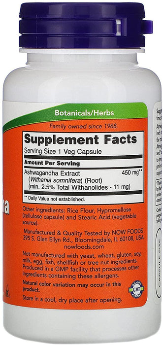Extracto de Ashwagandha 450 mg Now Foods