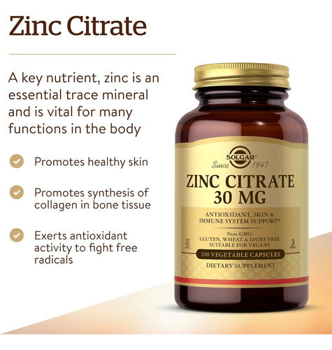 Zinc Citrato 30mg Solgar