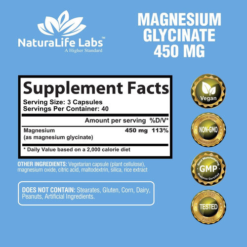 Glicinato De Magnesio 450mg NaturaLife Labs