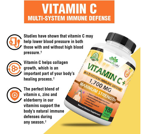 Vitamina C 1700mg Con Antioxidantes Alta Potencia NaturaLife