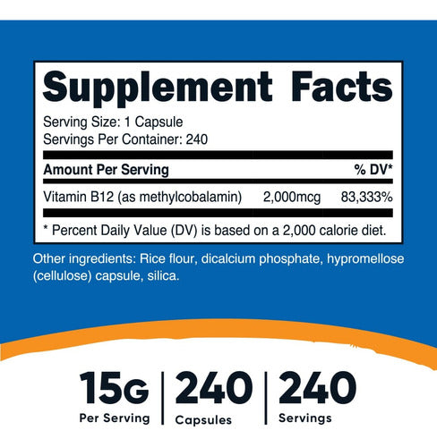 Metilcobalamina Vitamina B12 2000 Mcg Nutricost