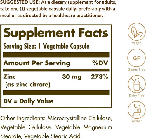 Zinc Citrato 30mg Solgar