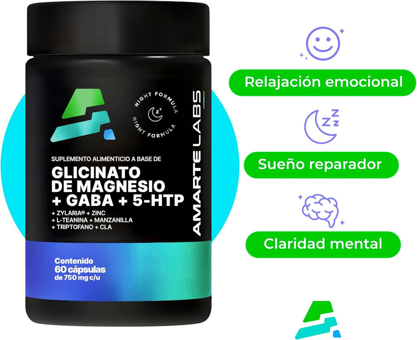 Glicinato de Magnesio + GABA + 5‑HTP | Sueño Reparador y Relajación Natural