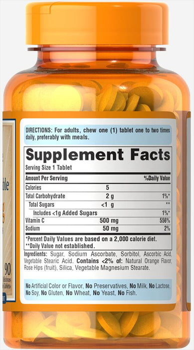 Vitamina C 500 mg Tabletas masticables Puritan's Pride