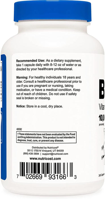 Biotina Vitamina B7 10,000 mcg Nutricost