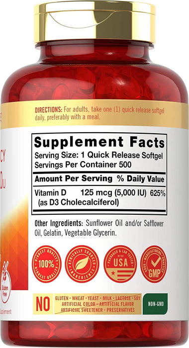 Vitamina D3 5000 UI Cápsulas de Gel Carlyle
