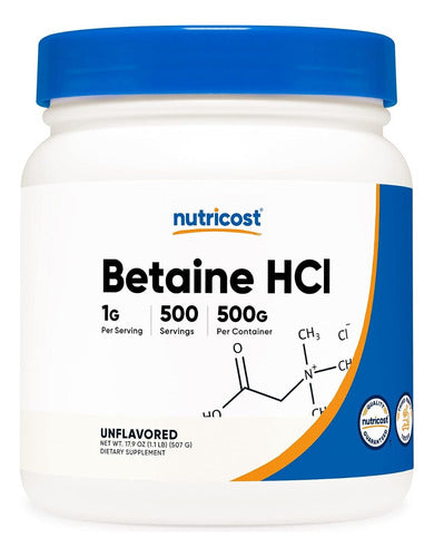 Betaina HCI En Polvo 500 gramos Nutricost