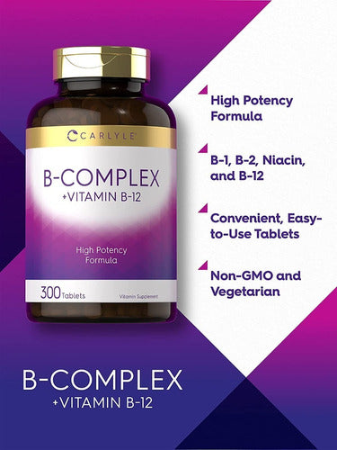 Complejo B + Vitamina B12 Formula De Alta Potencia Carlyle