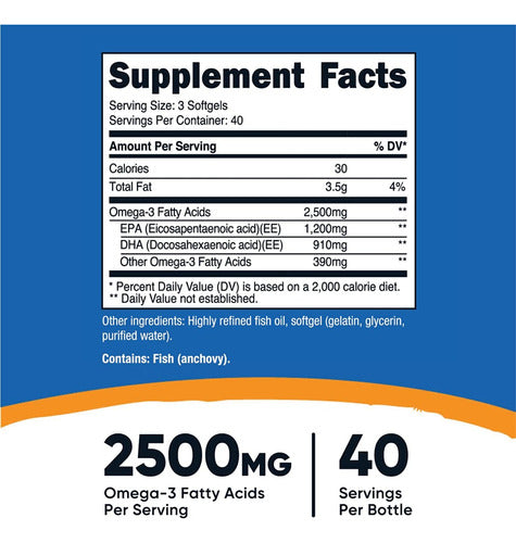 Omega 3 Triple Fuerza 1300 mg Epa DHA Nutricost