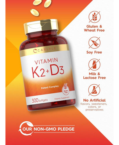 Vitamina K2 Con D3 10,000 Ui Complejo Potente Carlyle