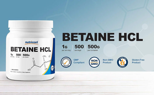 Betaina HCI En Polvo 500 gramos Nutricost