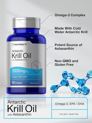 Aceite De Krill Antartico 2000 mg Con Dhea y Astaxantina Horbaach