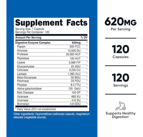 Compuesto de Enzimas Digestivas 620 mg Nutricost