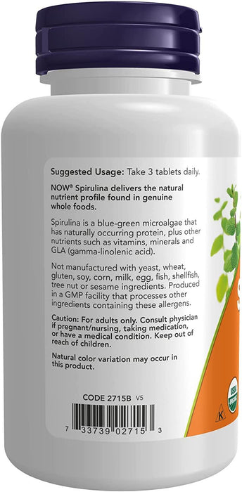 Alga Espirulina Orgánica 1000 mg Now Foods