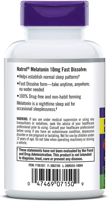 Melatonina 10 mg Tabletas Natrol
