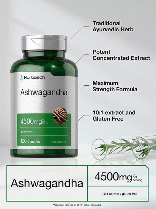 Ashwagandha 4500 mg con extracto de pimienta negra Horbaach
